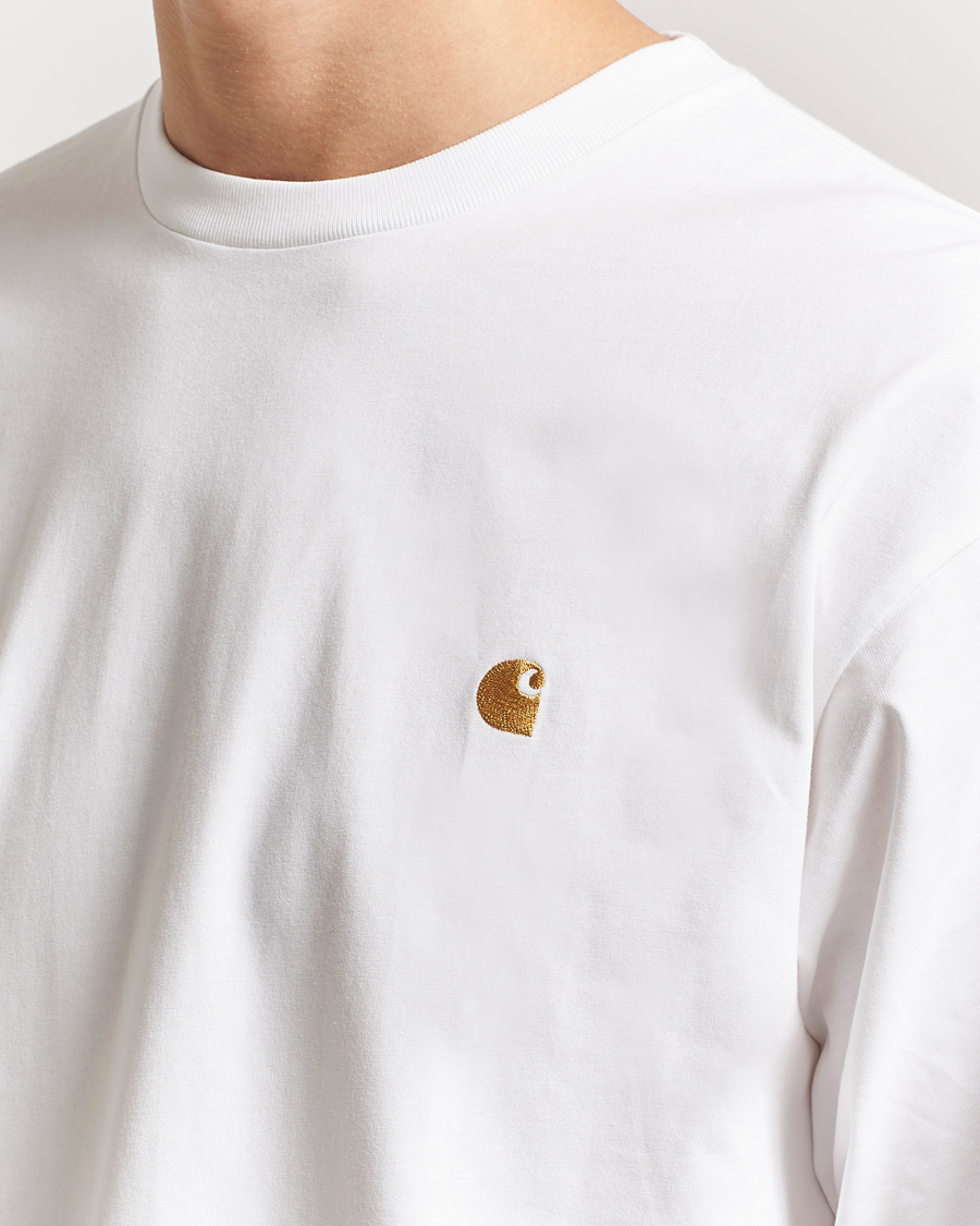 Men | T-Shirts | Carhartt WIP | Chase Combed Cotton Long Sleeve T-Shirt White/Gold