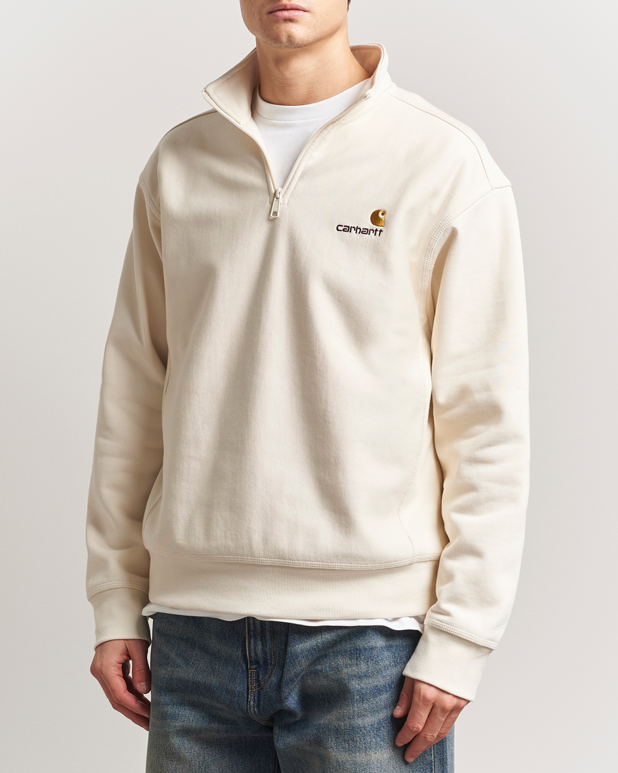 Men | Sweaters & Knitwear | Carhartt WIP | American Script Half Zip Sweatshirt Natural