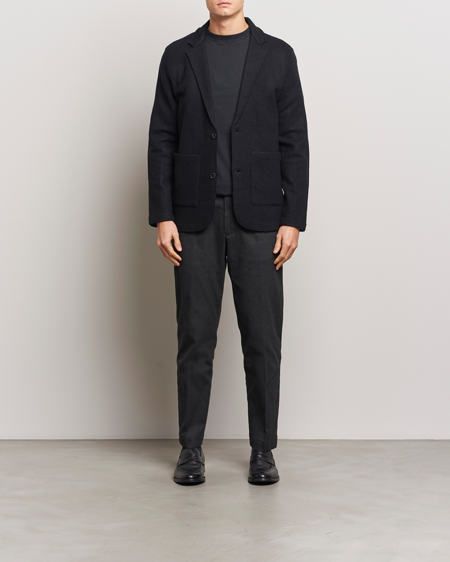 Men | Trousers | NN07 | Billie Brushed Drawstring Trousers Black Melange