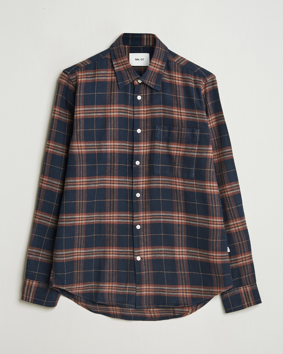 Men | Shirts | NN07 | Arne Brushed Cotton Checked Shirt Navy/Red