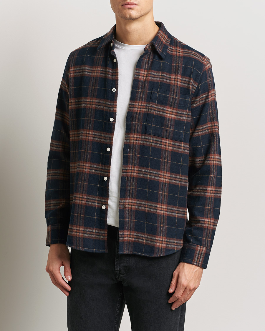 Men | Shirts | NN07 | Arne Brushed Cotton Checked Shirt Navy/Red