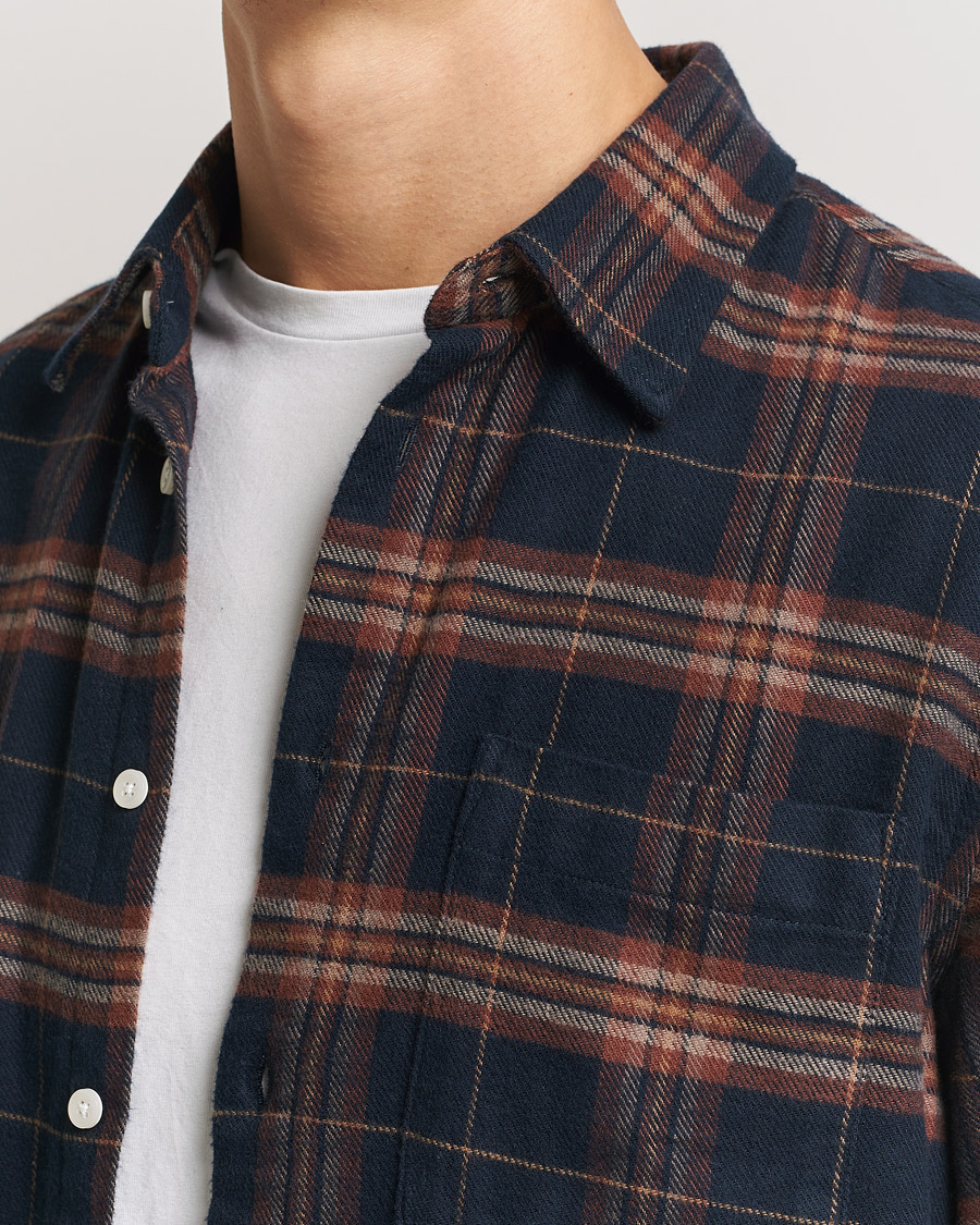 Men | Shirts | NN07 | Arne Brushed Cotton Checked Shirt Navy/Red