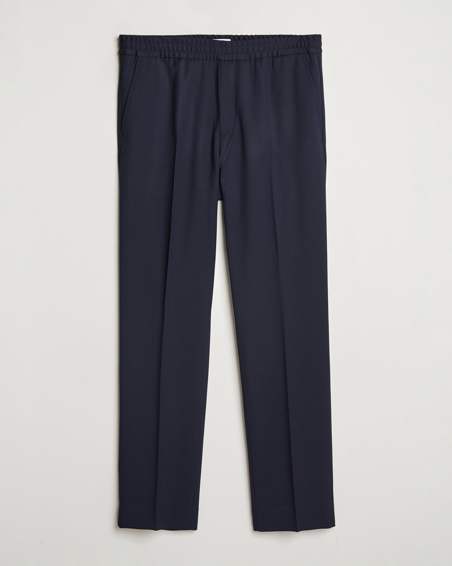 Men | Trousers | Filippa K | Theo Relaxed Wool Trousers Navy