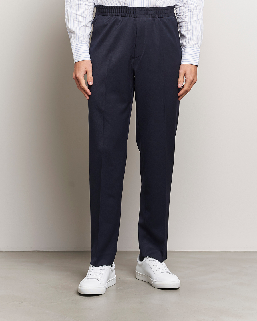 Men | Trousers | Filippa K | Theo Relaxed Wool Trousers Navy