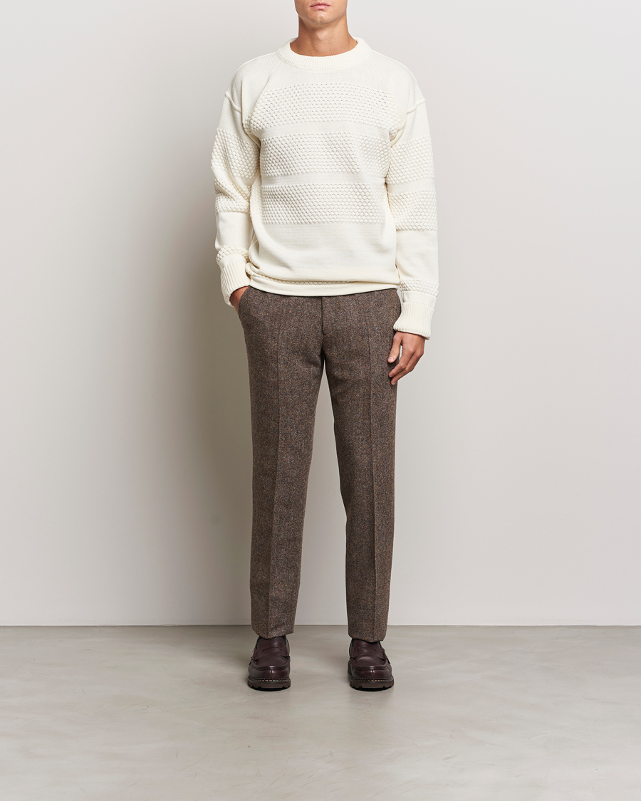 Men | Sweaters & Knitwear | S.N.S. Herning | Fisherman Wool Crew Neck Sweater Natural White
