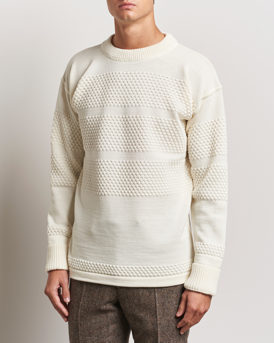 Men | Sweaters & Knitwear | S.N.S. Herning | Fisherman Wool Crew Neck Sweater Natural White