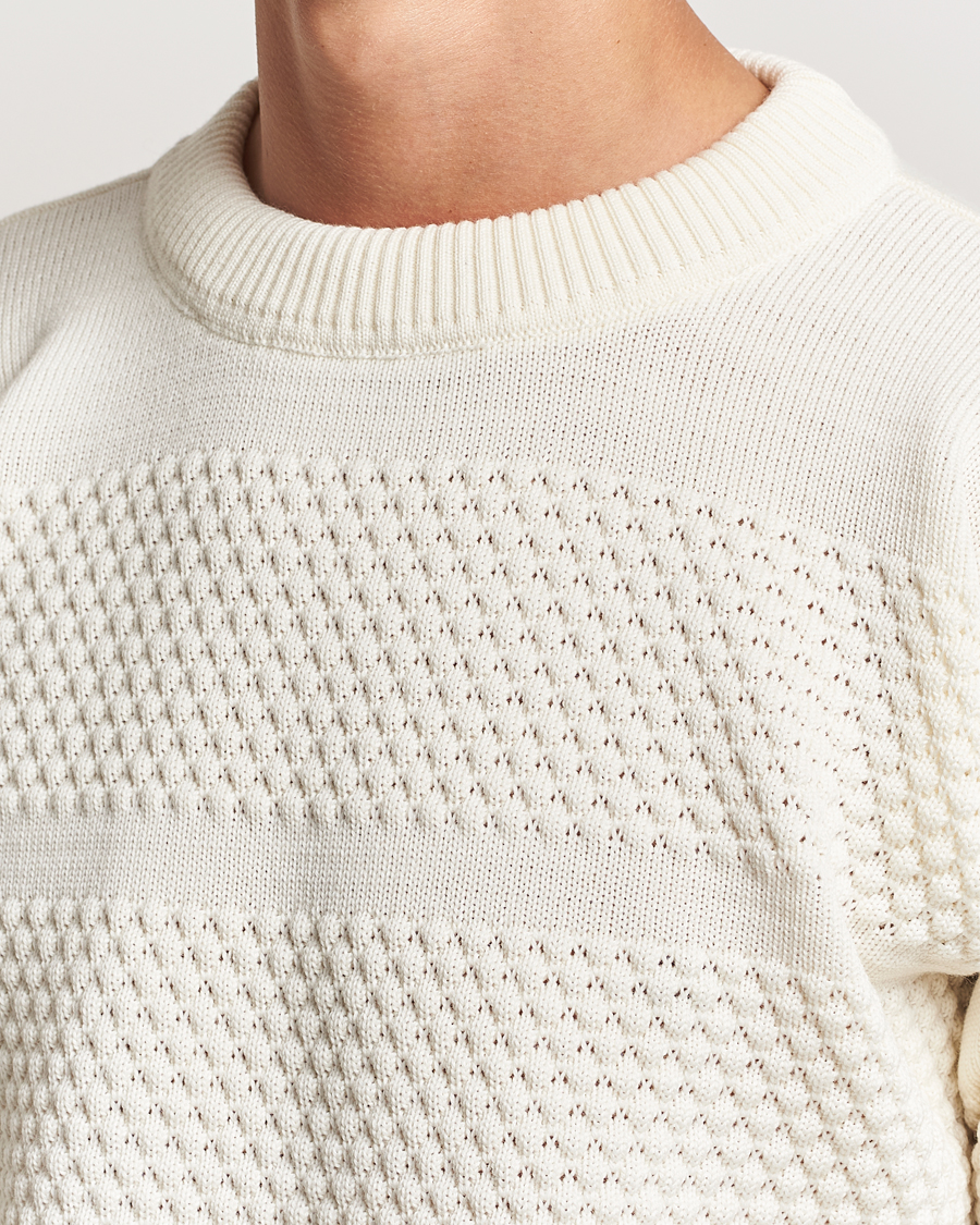 Men | Sweaters & Knitwear | S.N.S. Herning | Fisherman Wool Crew Neck Sweater Natural White