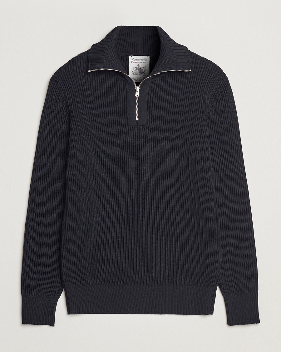 Men | Sweaters & Knitwear | S.N.S. Herning | Fender Wool Half Zip Navy Blue