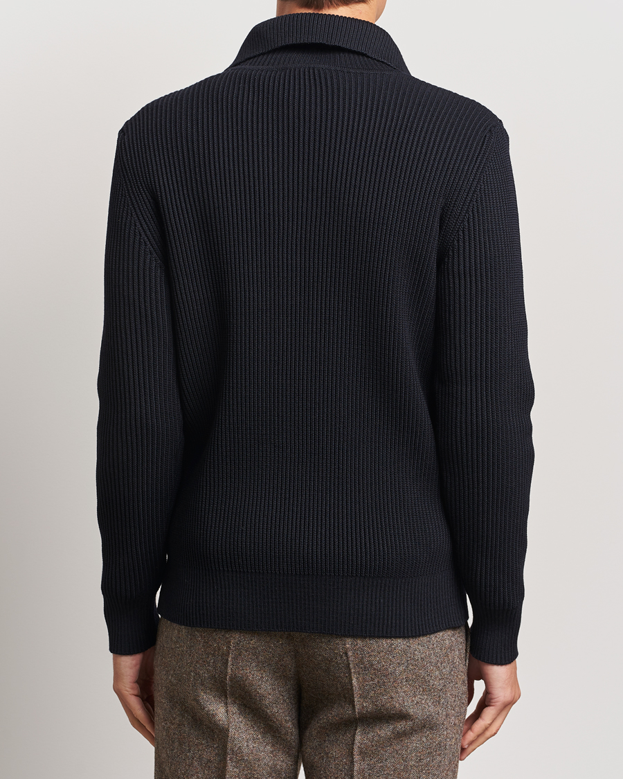 Men | Sweaters & Knitwear | S.N.S. Herning | Fender Wool Half Zip Navy Blue