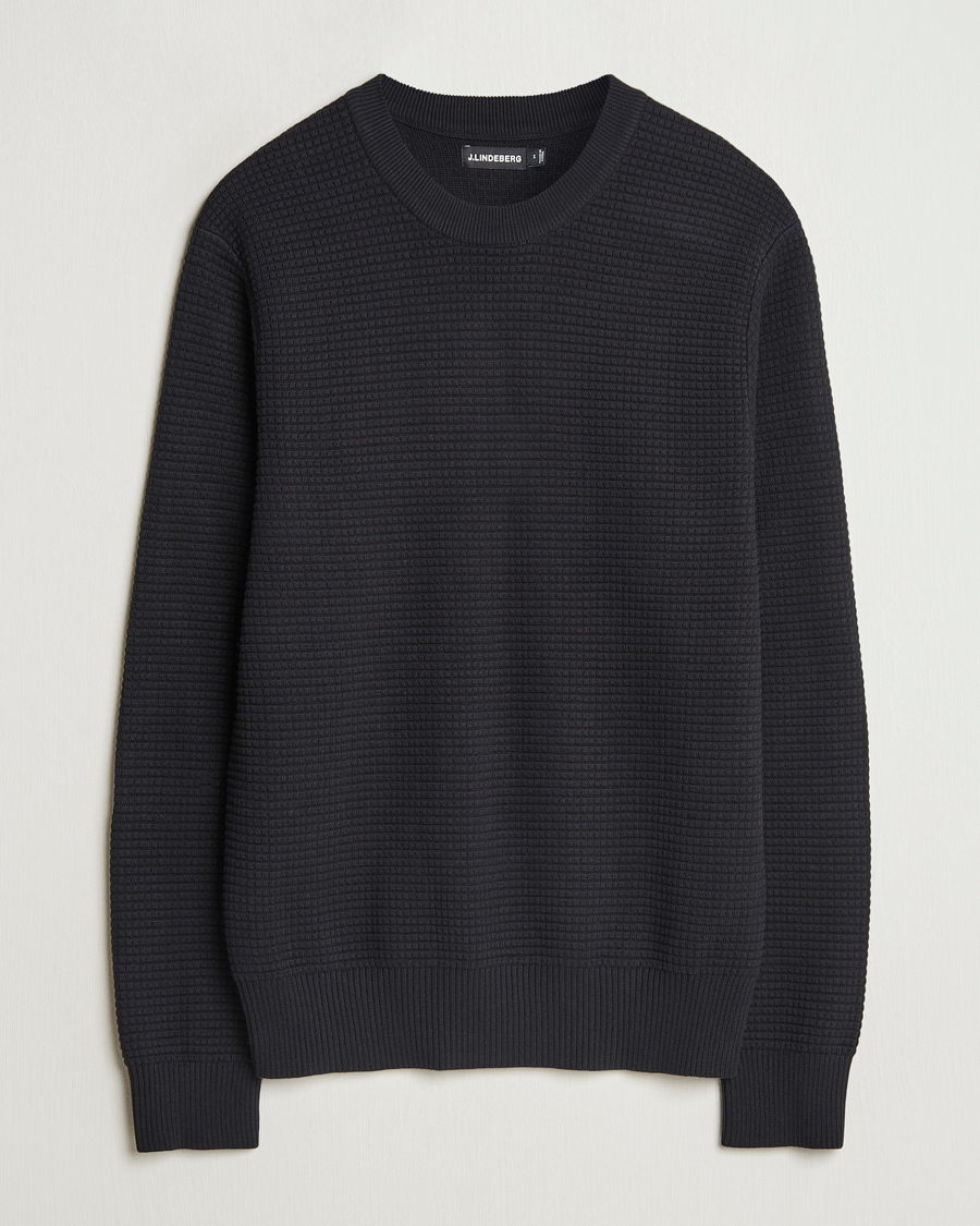 J.Lindeberg Oliver Structure Cotton Sweater Black at J.Lindeberg Oliver Structure Cotton Sweater Black at