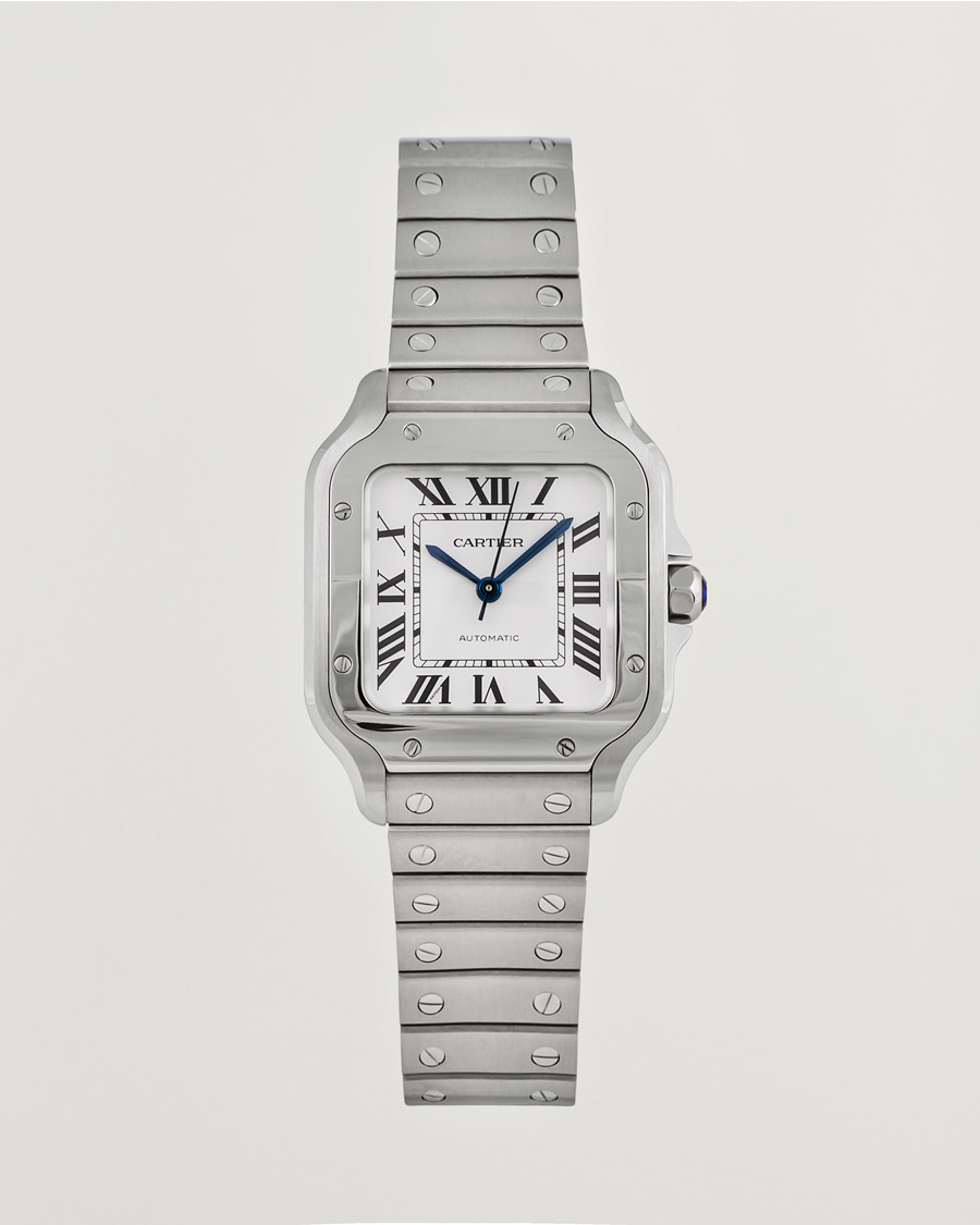 Men | Cartier Pre-Owned Santos De Cartier WSSA0029 Silver | Cartier Pre-Owned | Santos De Cartier WSSA0029 Silver