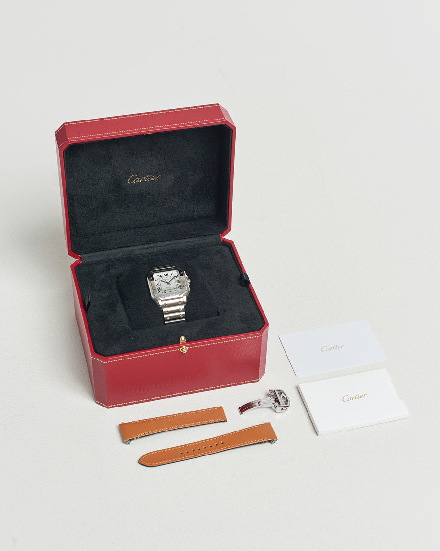 Men | Cartier Pre-Owned Santos De Cartier WSSA0029 Silver | Cartier Pre-Owned | Santos De Cartier WSSA0029 Silver