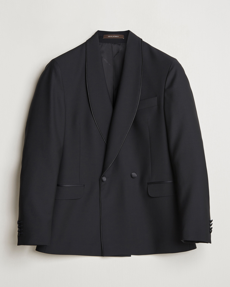 Men | Blazers | Oscar Jacobson | Fattore Double Breasted Tuxedo Blazer Black