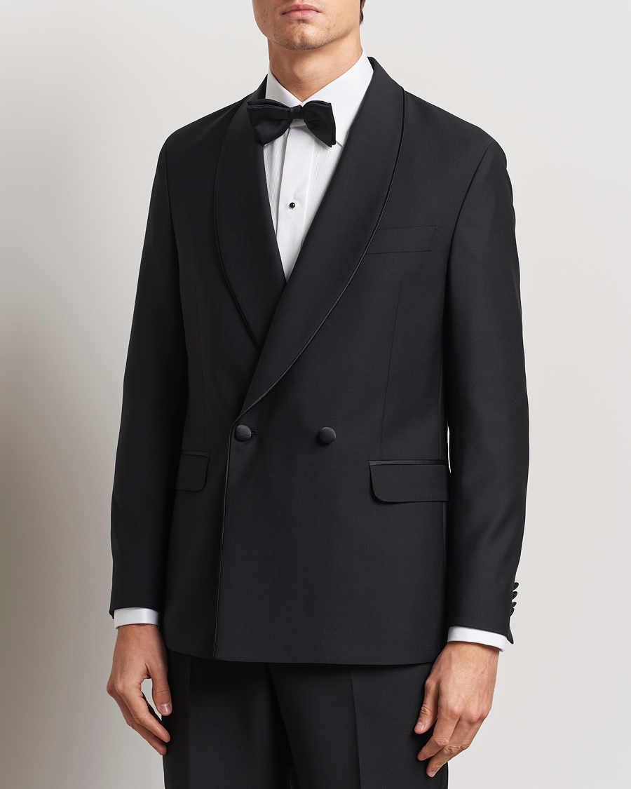 Men | Blazers | Oscar Jacobson | Fattore Double Breasted Tuxedo Blazer Black