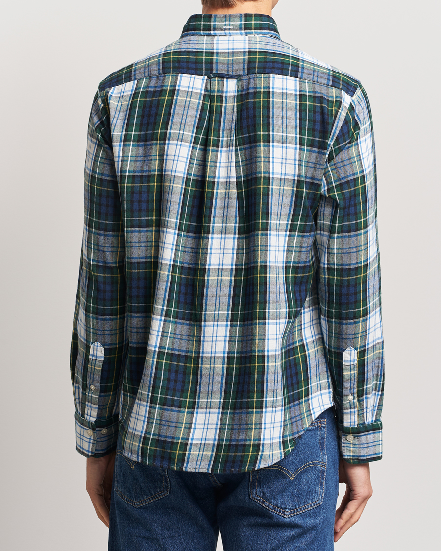 Men | Shirts | GANT | Regular Flannel Check Shirt Tartan Green