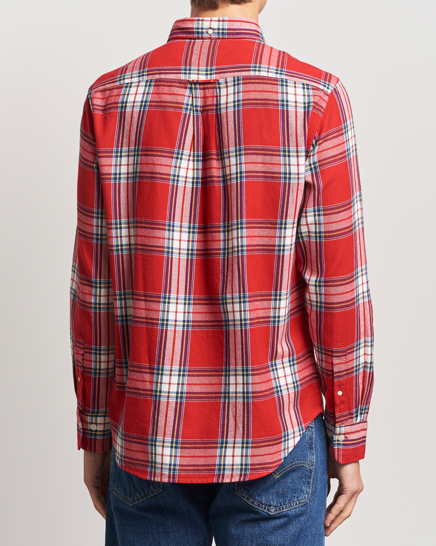 Men | Shirts | Gant | Regular Flannel Check Shirt Ruby Red