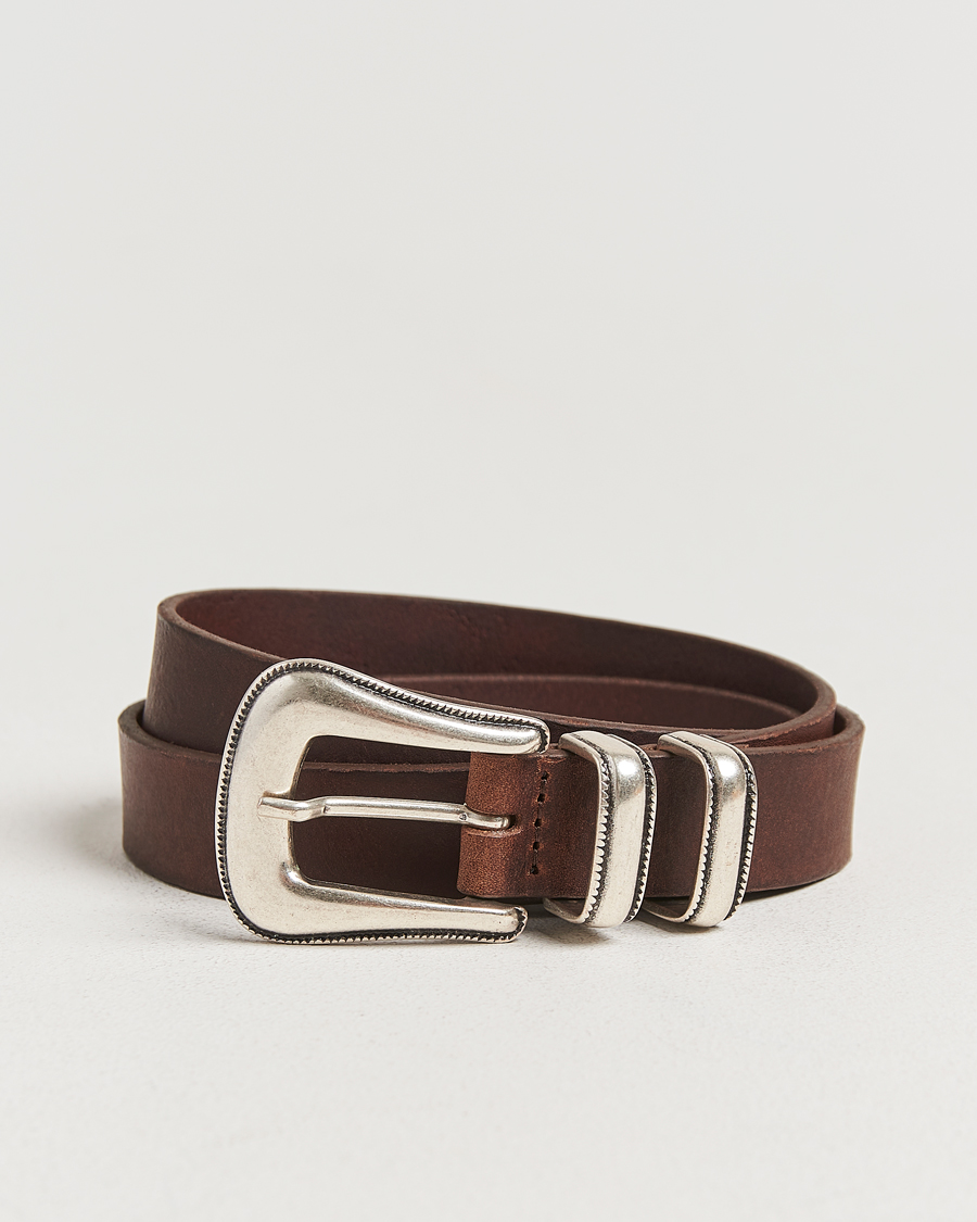 Men | Belts | Nudie Jeans | Western Silver Belt Dark Brown