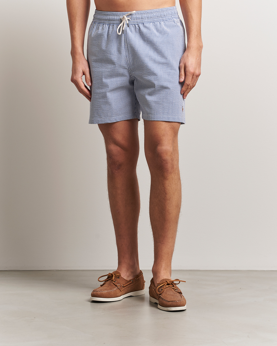 Men | Swimwear | Polo Ralph Lauren | Traveler Mid Trunk Seersucker Cruise Royal