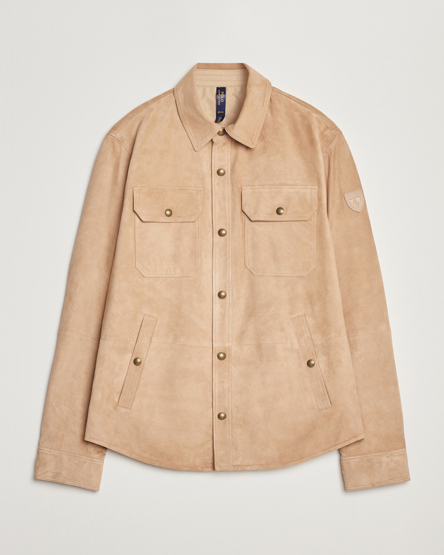 Men | Coats & Jackets | Polo Ralph Lauren | Reversible Lined Suede Shirt Jacket Khaki/Grey