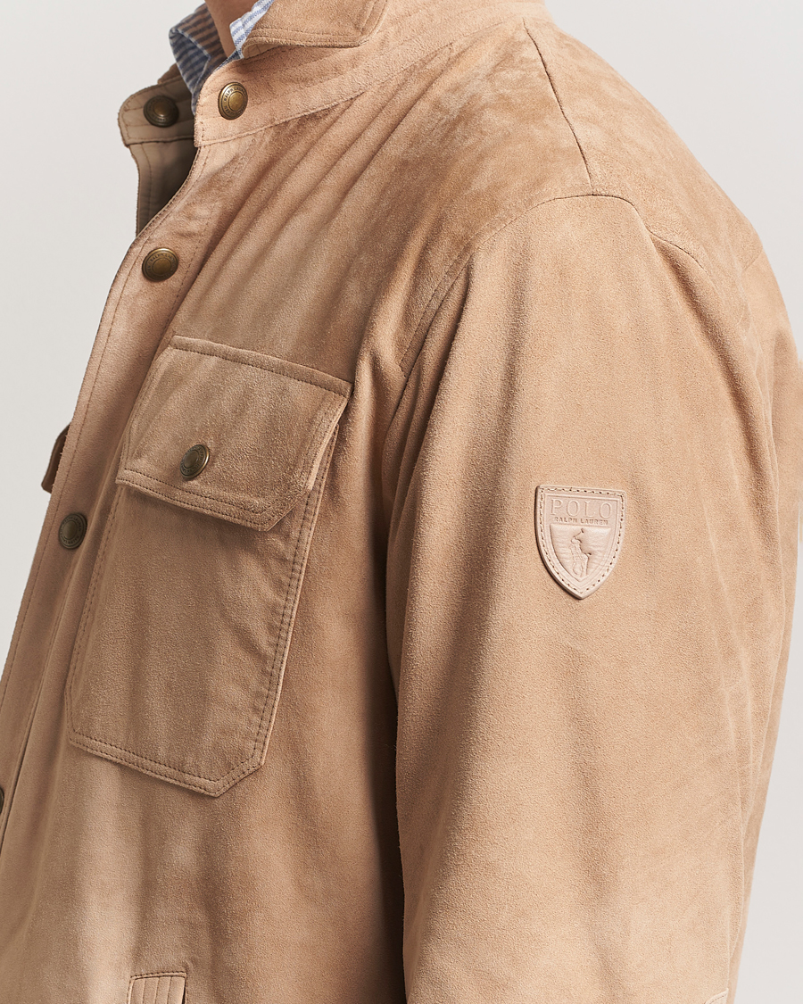 Men | Coats & Jackets | Polo Ralph Lauren | Reversible Lined Suede Shirt Jacket Khaki/Grey