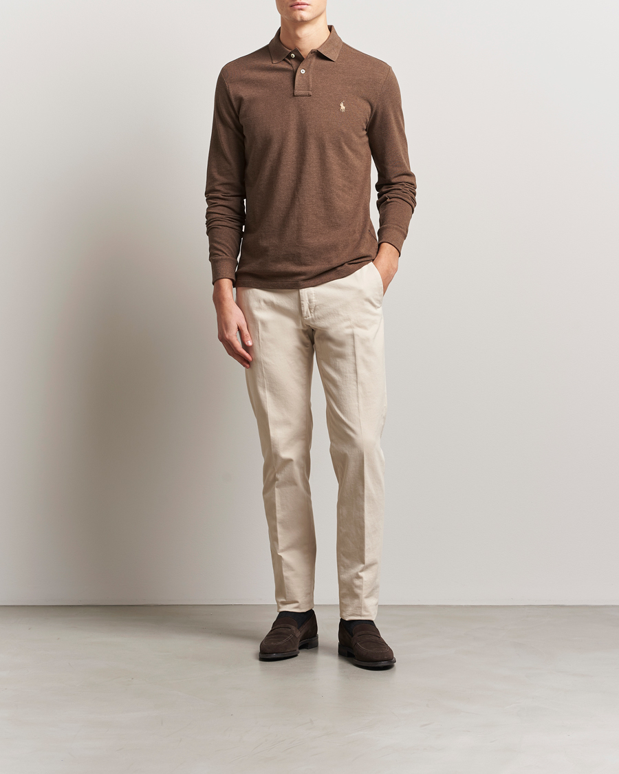 Men | Sweaters & Knitwear | Polo Ralph Lauren | Custom Slim Fit Long Sleeve Polo Cedar Heather