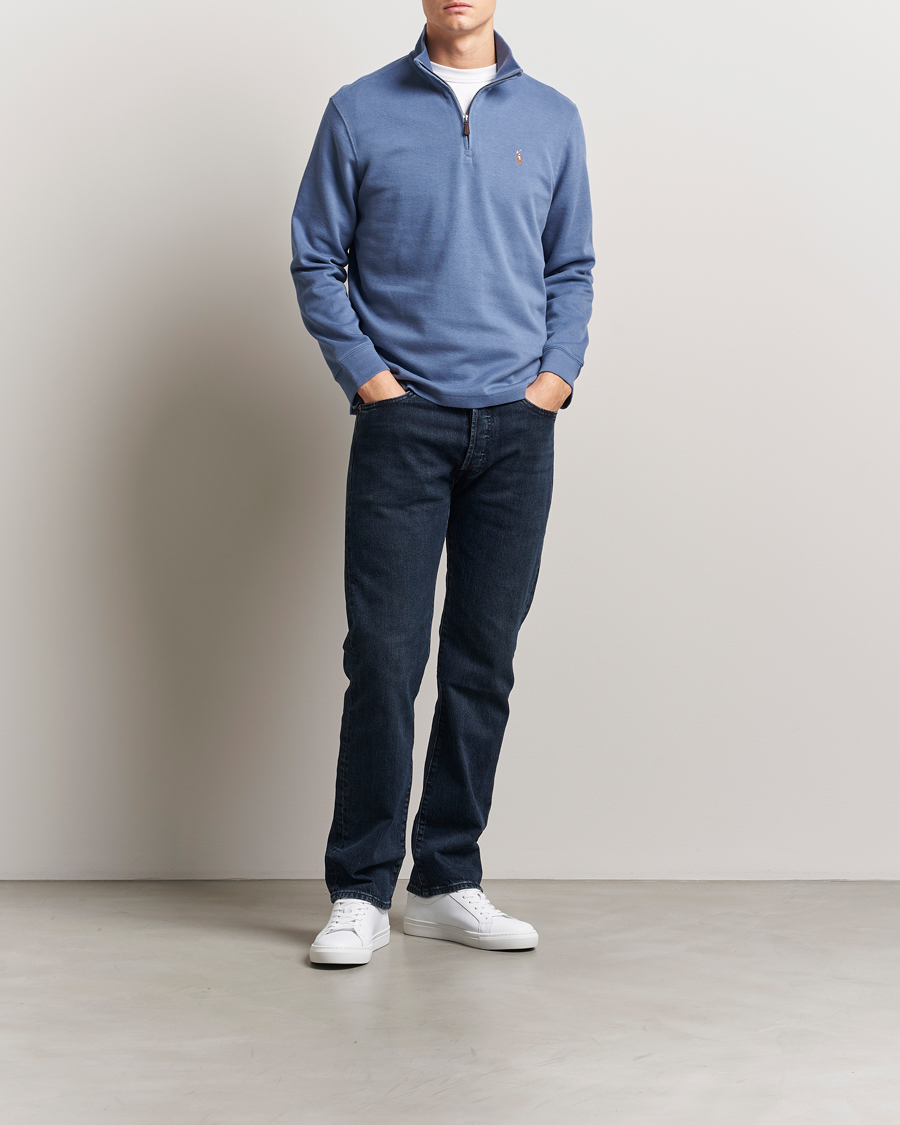 Polo Ralph Lauren Double Knit Jaquard Half Zip Sweater Capri Blue