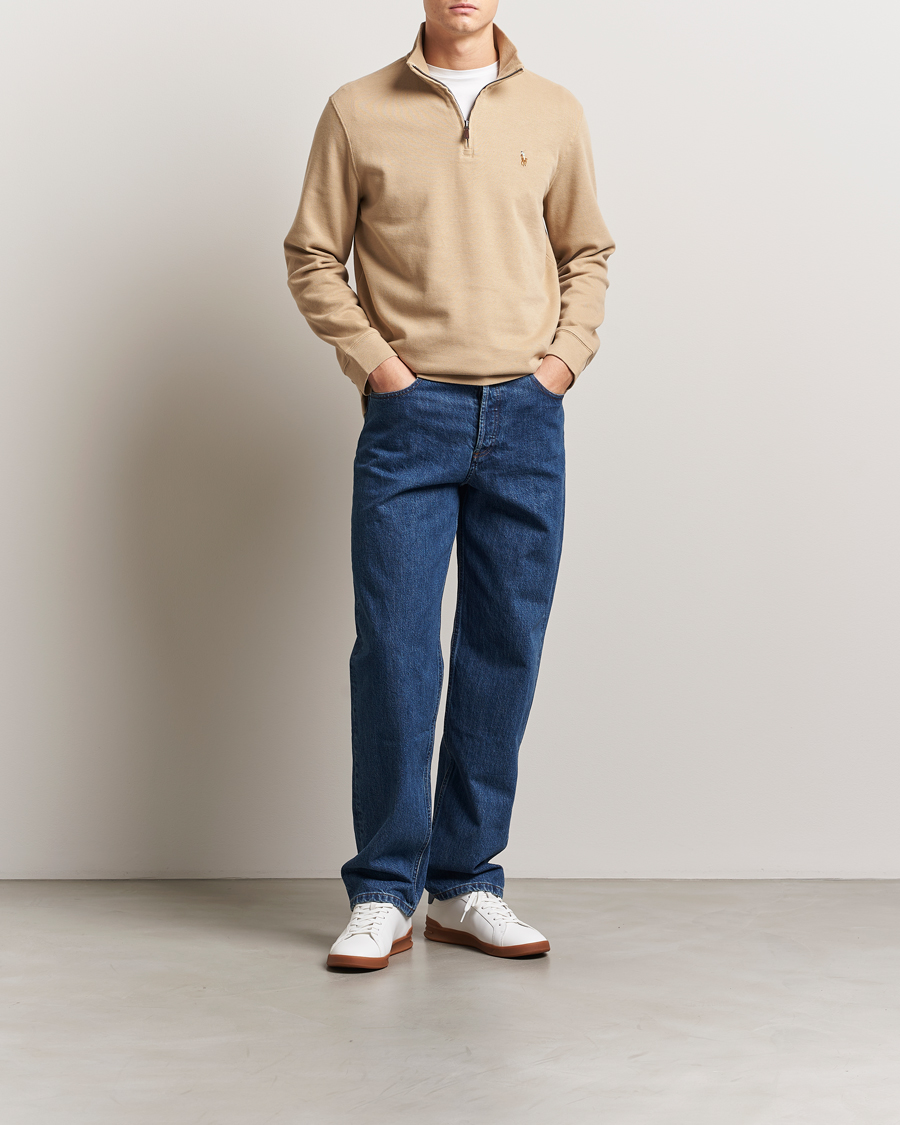 Polo Ralph Lauren Double Knit Jaquard Half Zip Sweater Coastal