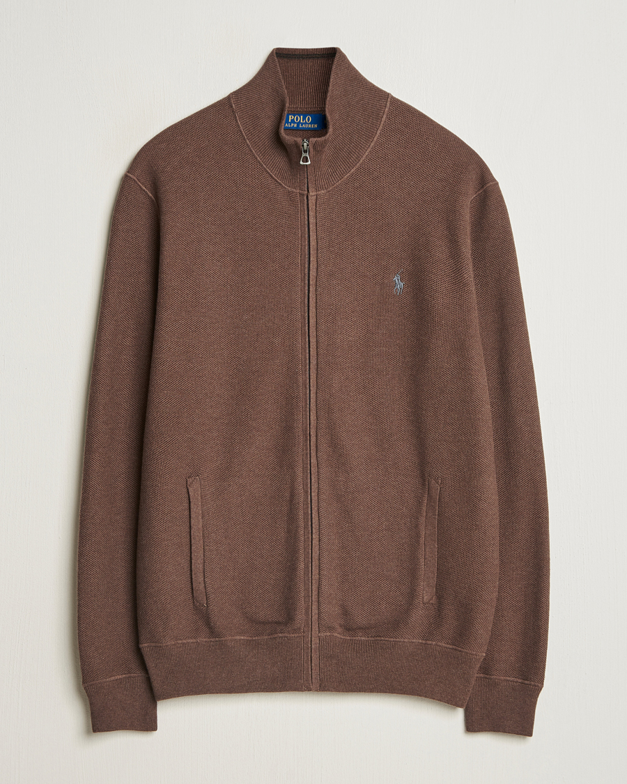 Men | Sweaters & Knitwear | Polo Ralph Lauren | Textured Full-Zip Dark Roast Melange