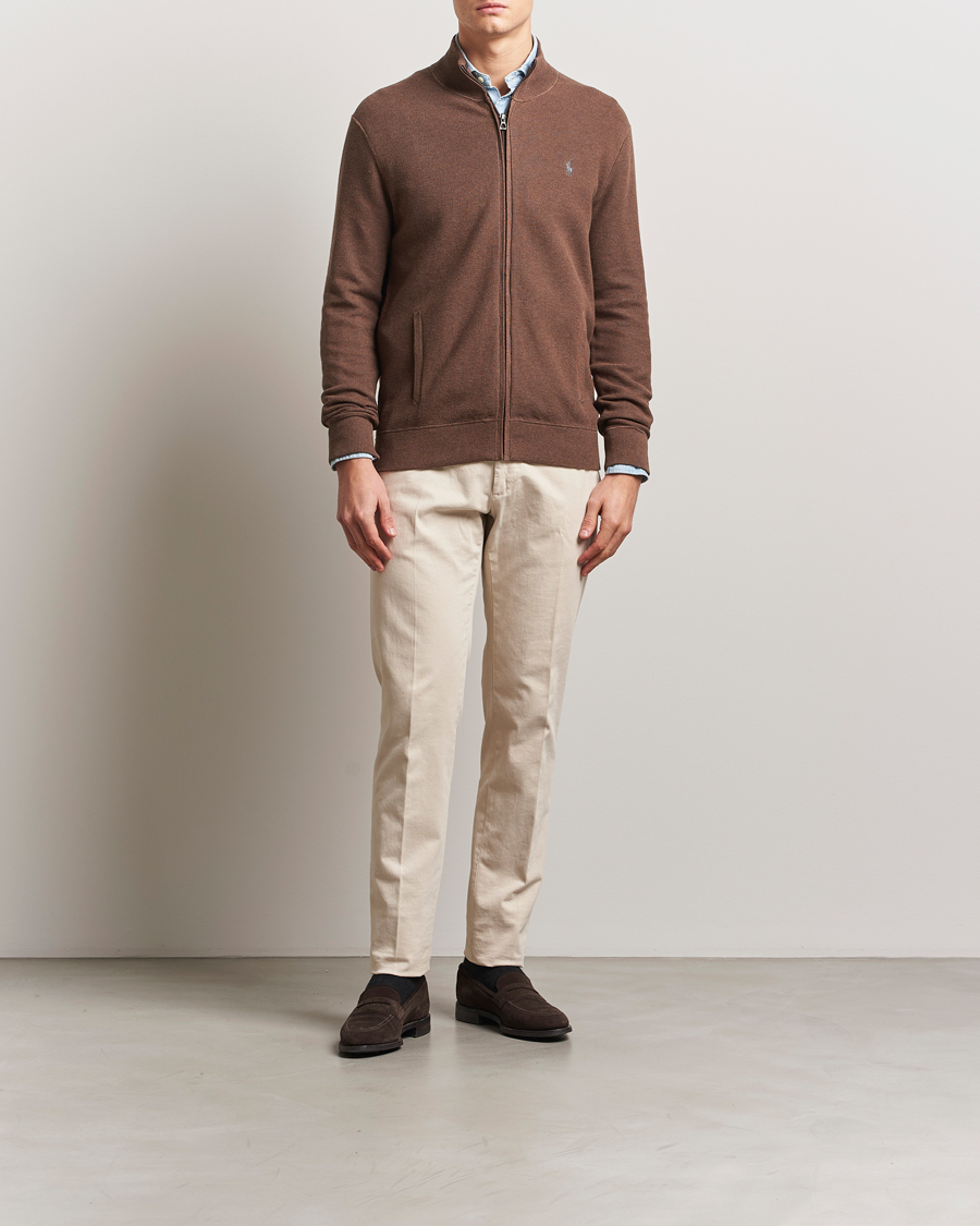 Men | Sweaters & Knitwear | Polo Ralph Lauren | Textured Full-Zip Dark Roast Melange
