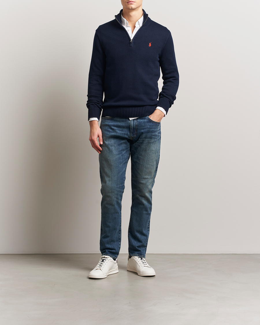 Men | Sweaters & Knitwear | Polo Ralph Lauren | Cotton Pullover Half Zip Hunter Navy