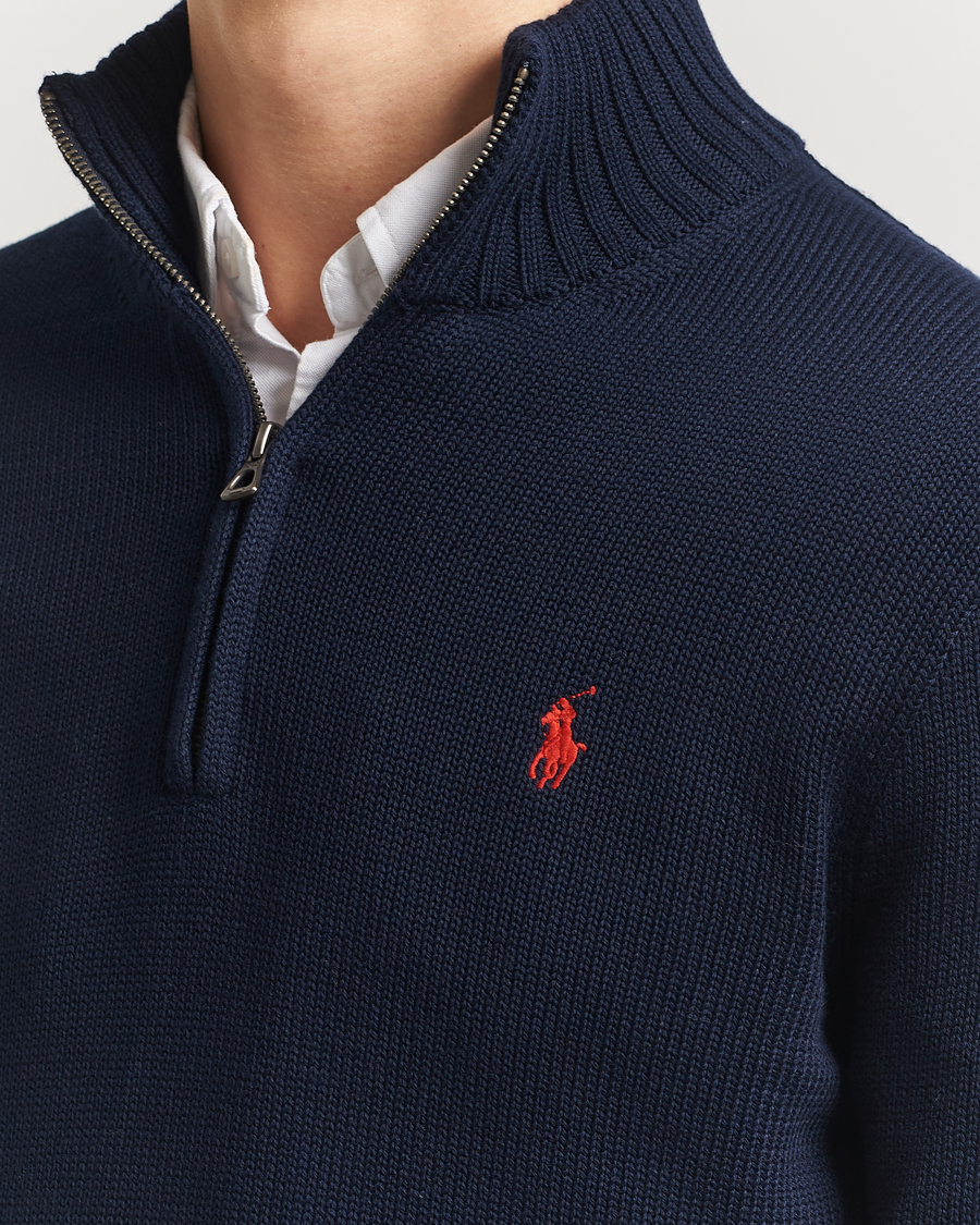 Men | Sweaters & Knitwear | Polo Ralph Lauren | Cotton Pullover Half Zip Hunter Navy