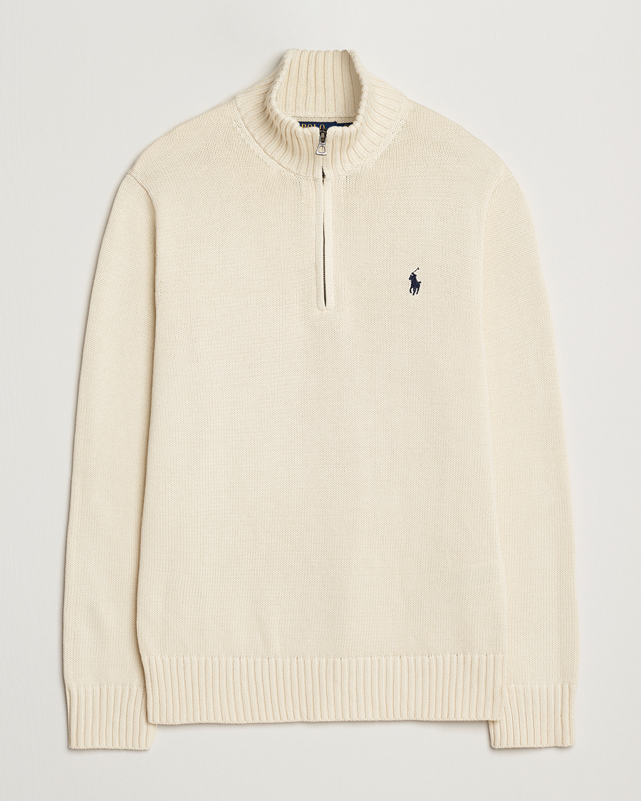 Men | Sweaters & Knitwear | Polo Ralph Lauren | Cotton Pullover Half Zip Andover Cream