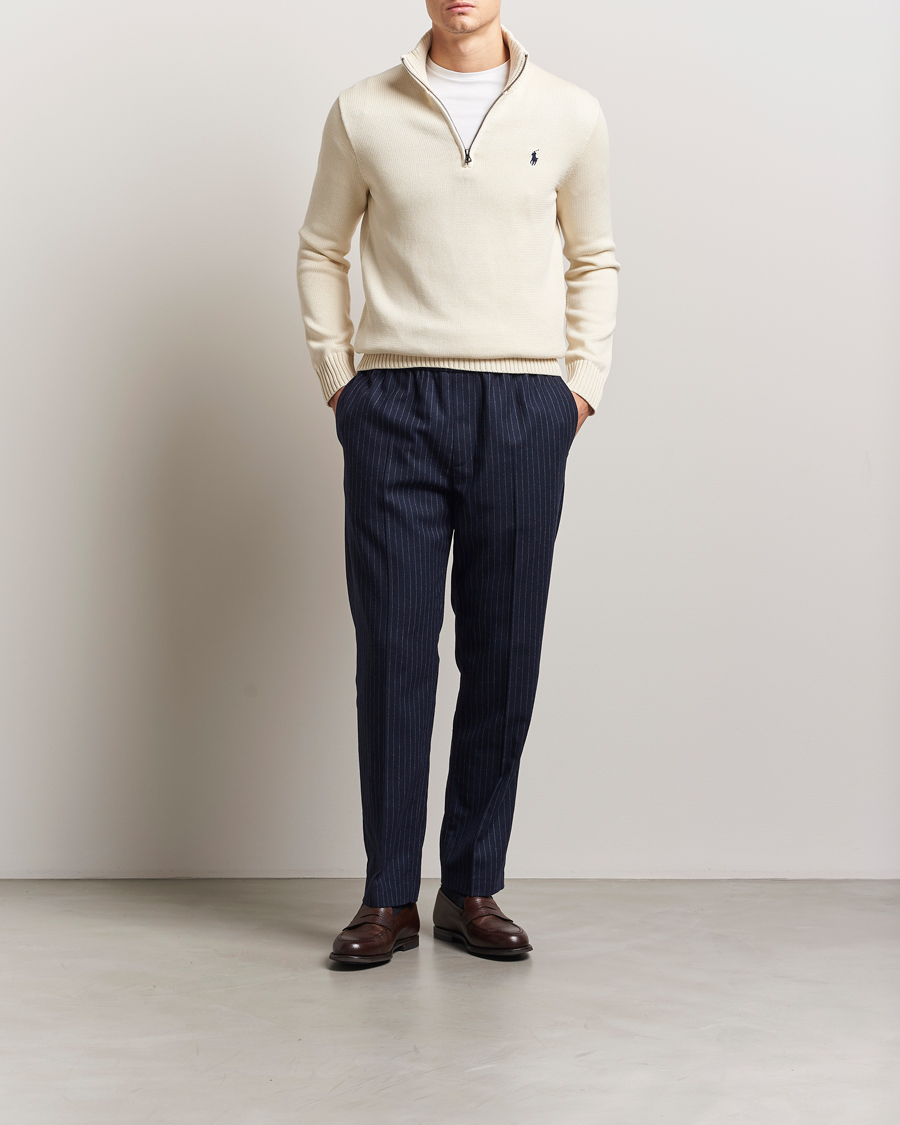 Men | Sweaters & Knitwear | Polo Ralph Lauren | Cotton Pullover Half Zip Andover Cream