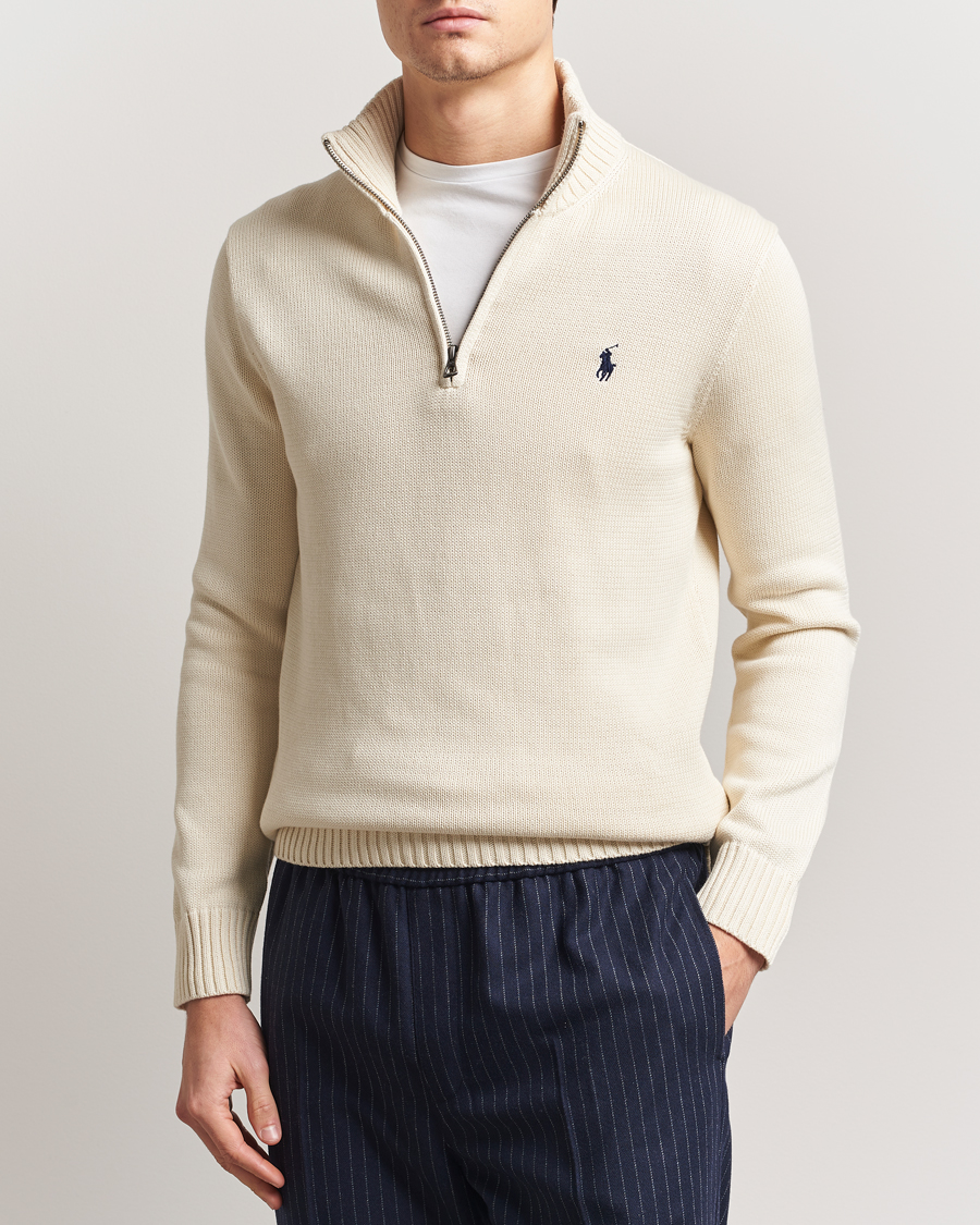 Men | Sweaters & Knitwear | Polo Ralph Lauren | Cotton Pullover Half Zip Andover Cream