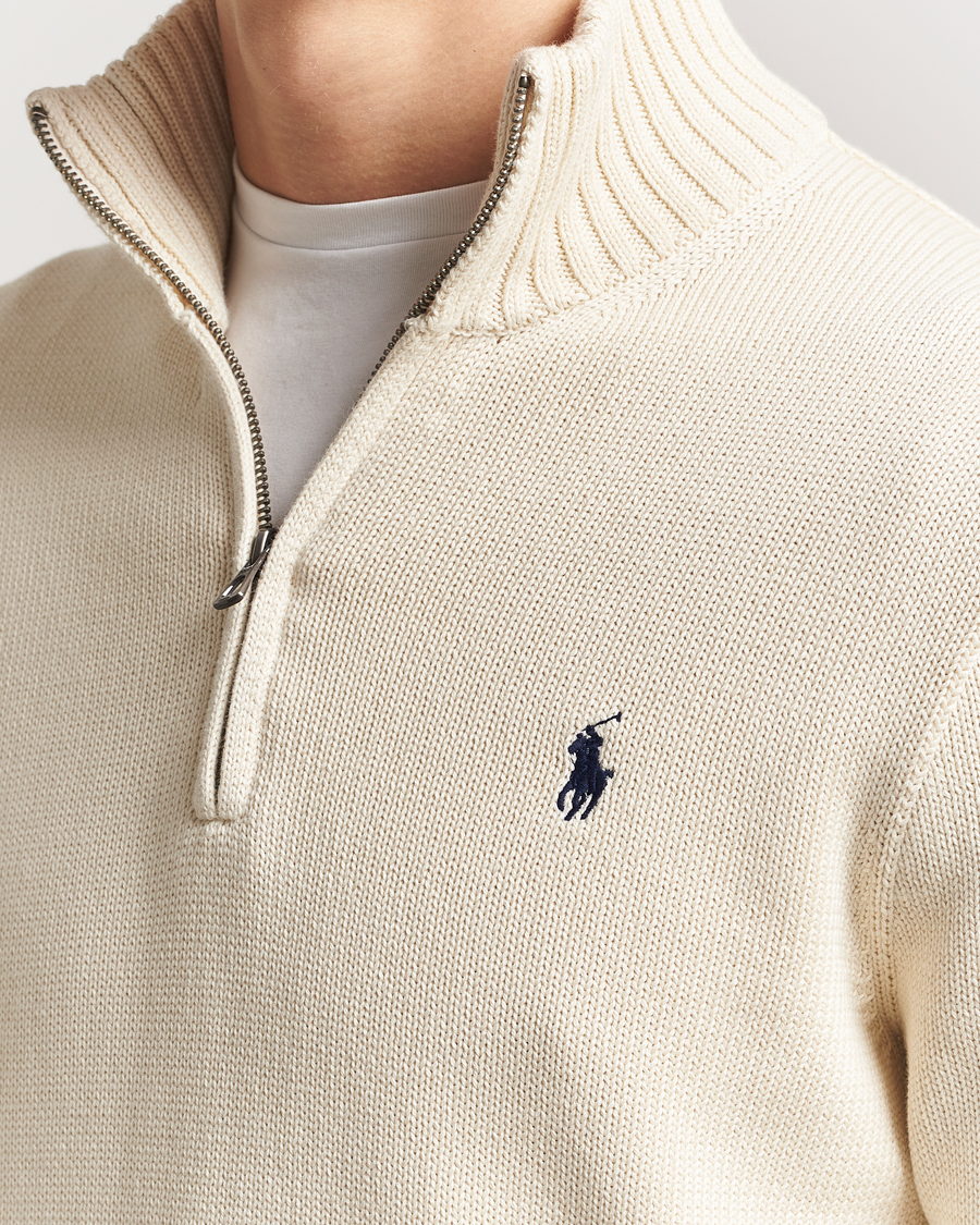 Men | Sweaters & Knitwear | Polo Ralph Lauren | Cotton Pullover Half Zip Andover Cream