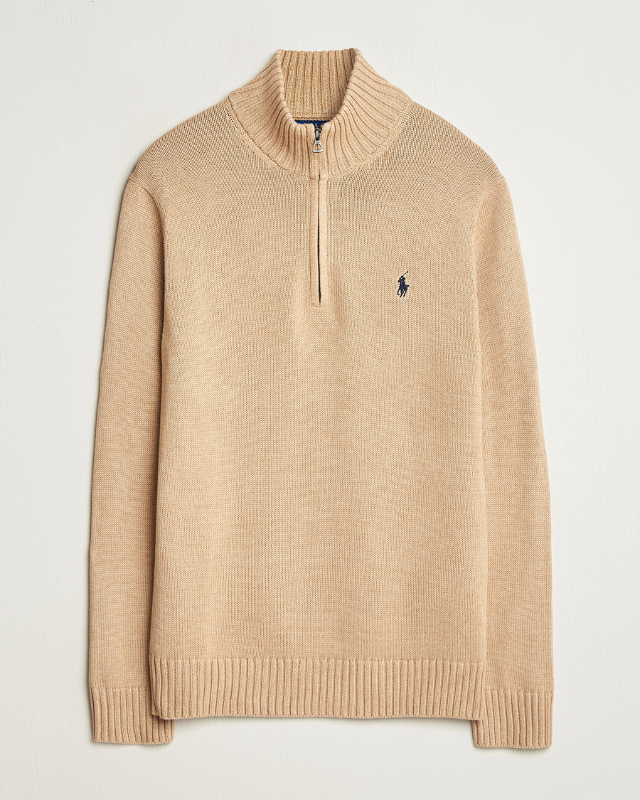 Polo Ralph Lauren Cotton Pullover Half-Zip Camel Melange at