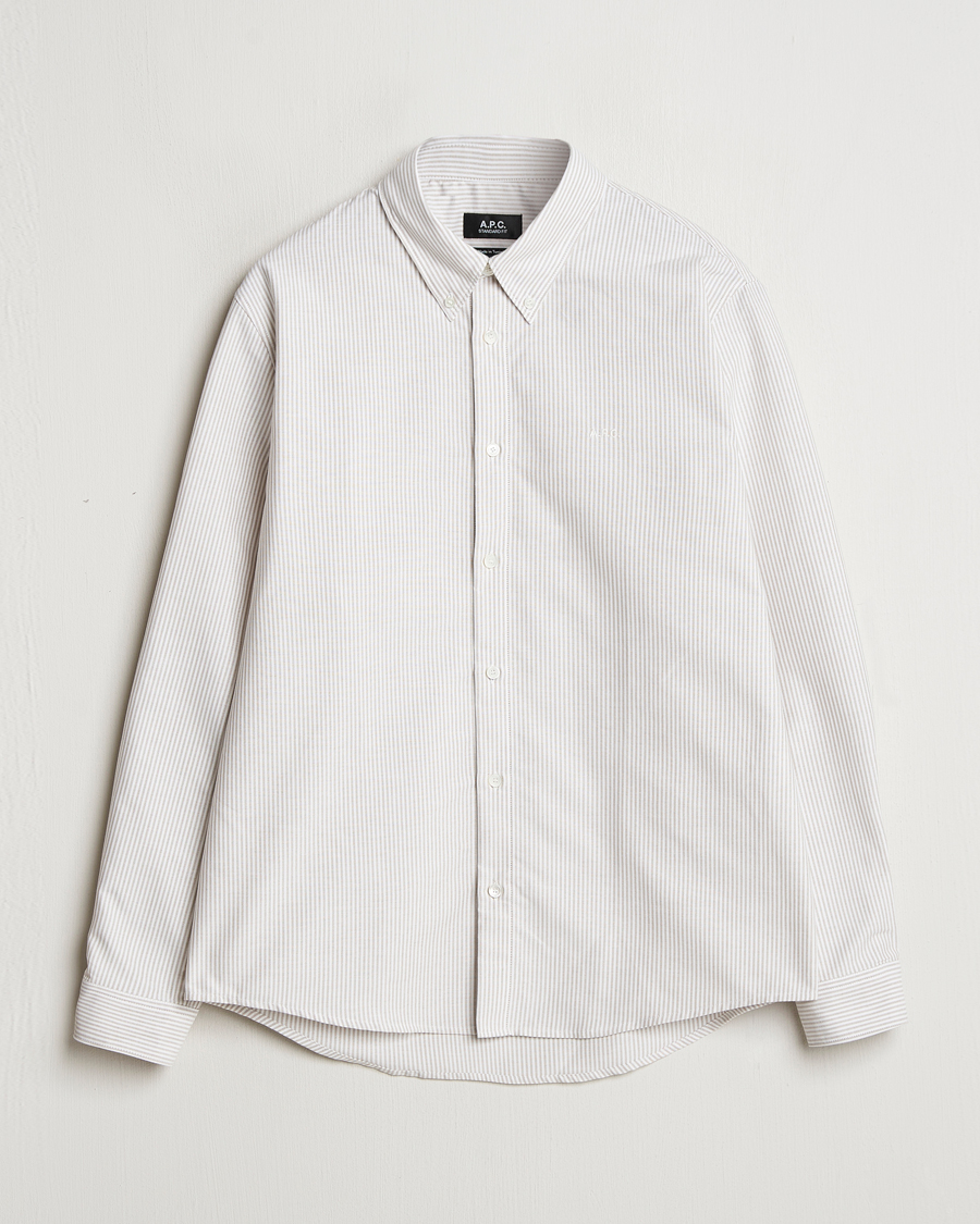 Men | Shirts | A.P.C. | Greg Striped Oxford Shirt Beige/White