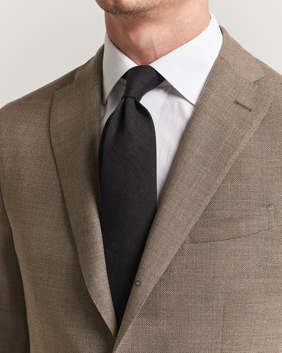 Men | Ties | Amanda Christensen | Amanda ChristensenHopsack Linen 8cm TieBlack