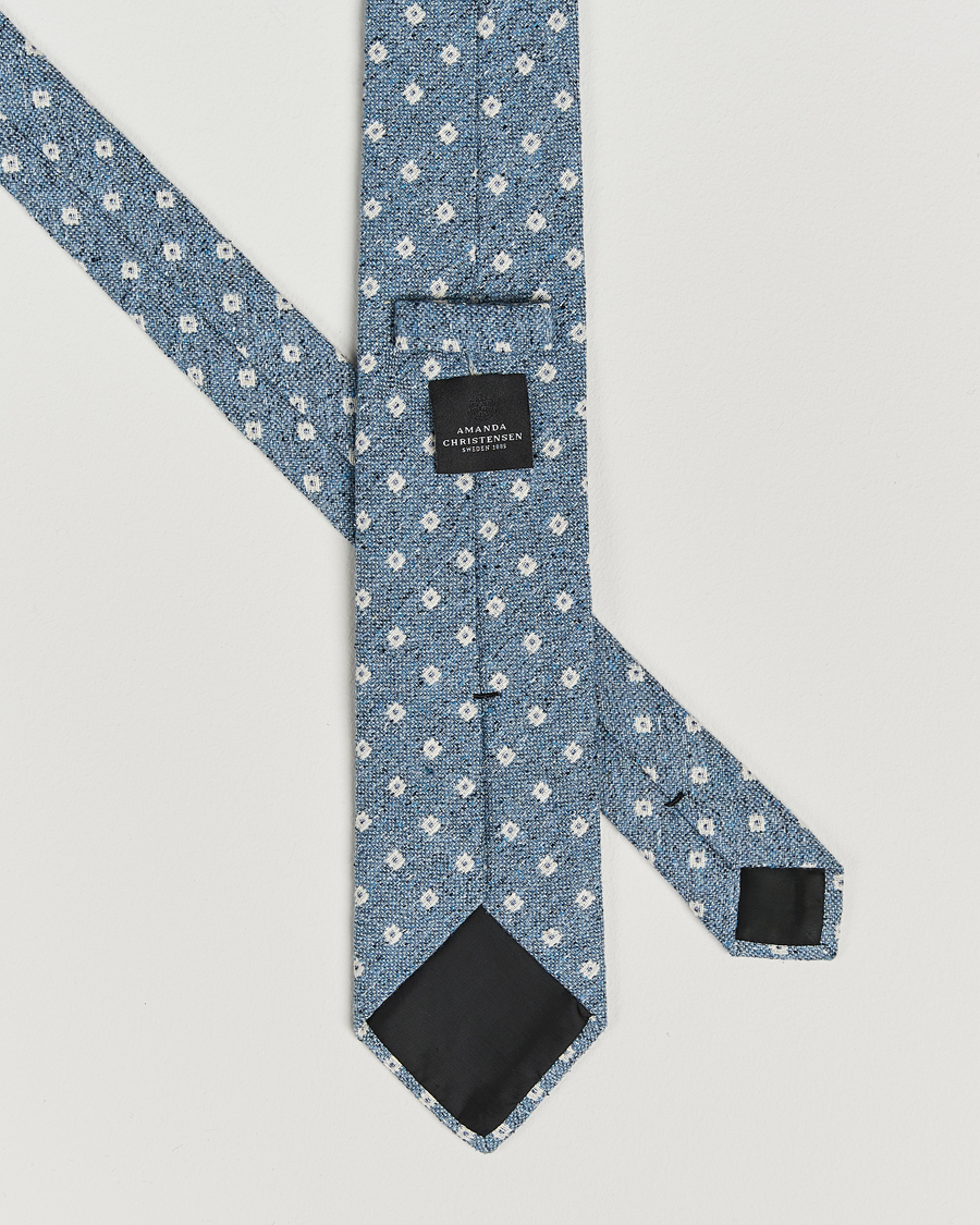 Men | Amanda Christensen Silk/Cotton Bourette 8cm Tie Sky Blue | Amanda Christensen | Silk/Cotton Bourette 8cm Tie Sky Blue