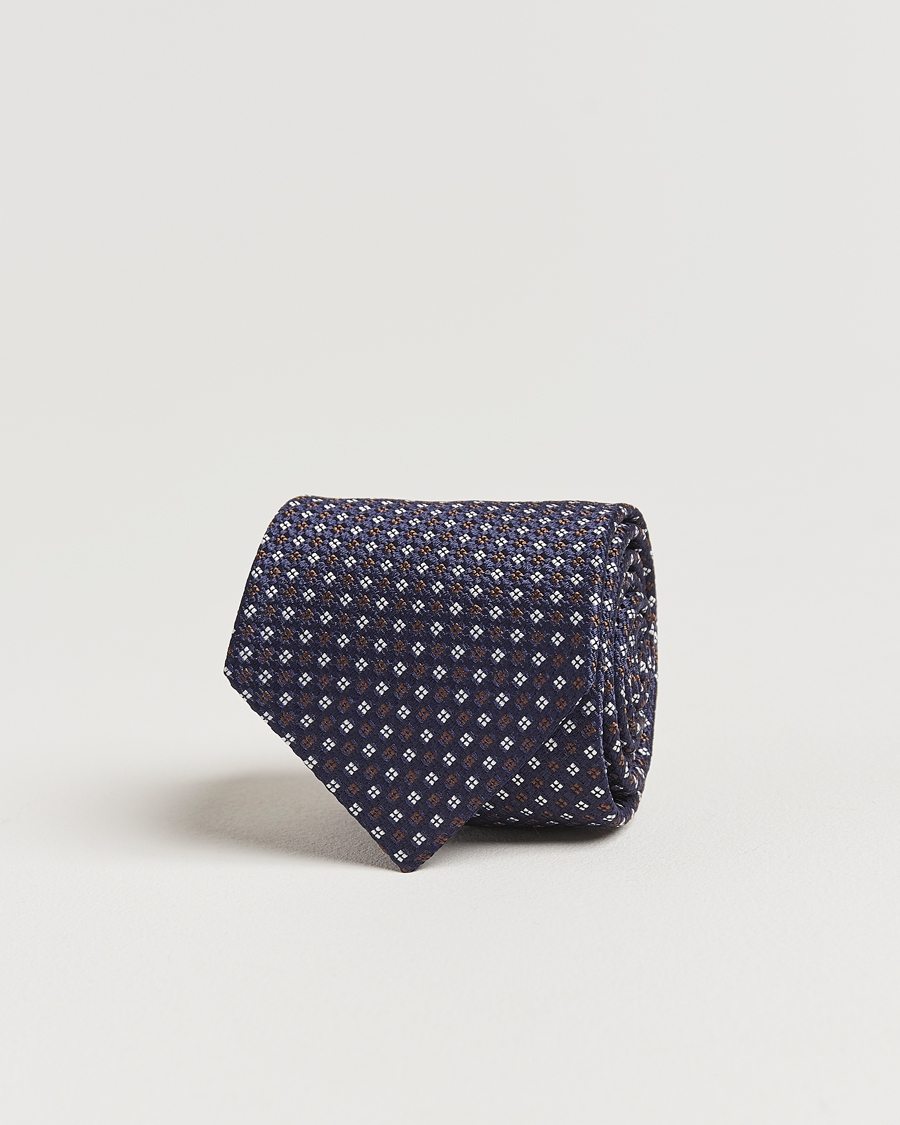 Men | Amanda Christensen Silk Printed Flower 8cm Tie Navy | Amanda Christensen | Silk Printed Flower 8cm Tie Navy