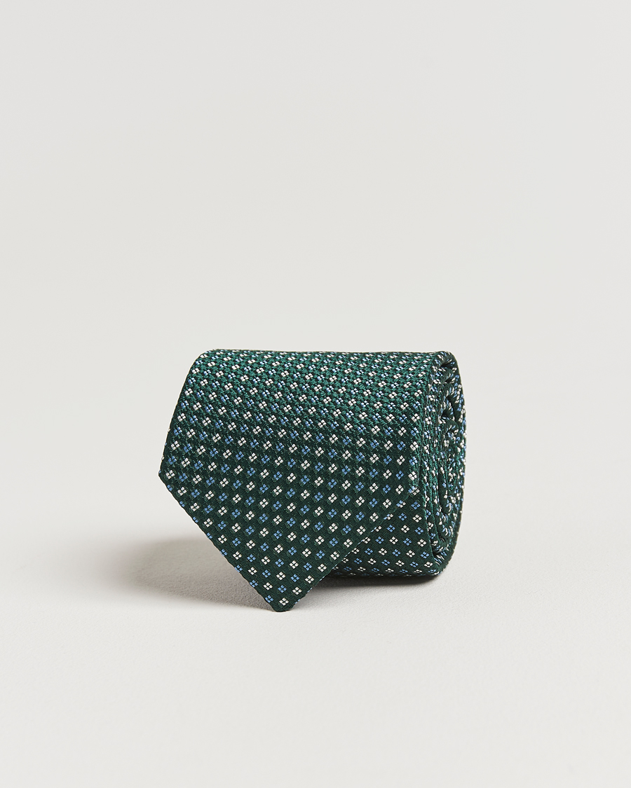 Men | Amanda Christensen Silk Printed Flower 8cm Tie Green | Amanda Christensen | Silk Printed Flower 8cm Tie Green