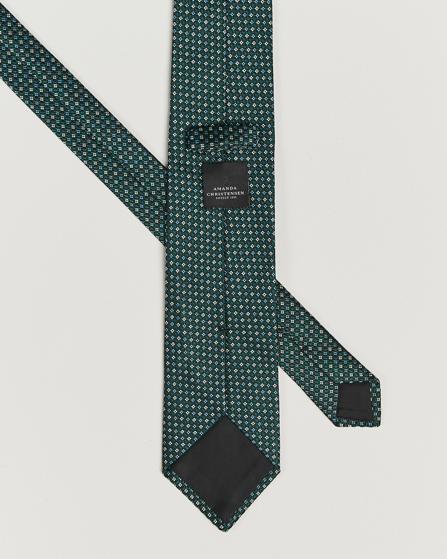 Men | Amanda Christensen Silk Printed Flower 8cm Tie Green | Amanda Christensen | Silk Printed Flower 8cm Tie Green