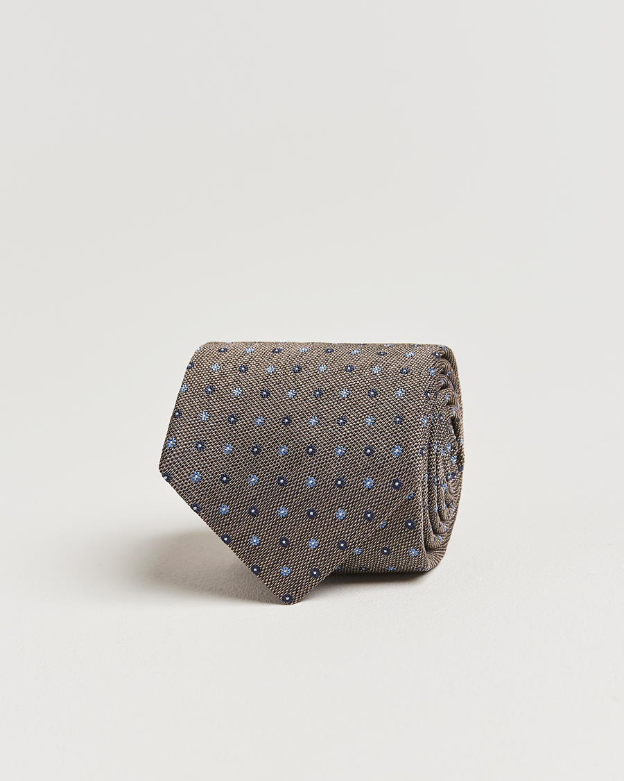 Men | Amanda Christensen Silk Reps Printed Flower 8cm Tie Brown | Amanda Christensen | Silk Reps Printed Flower 8cm Tie Brown