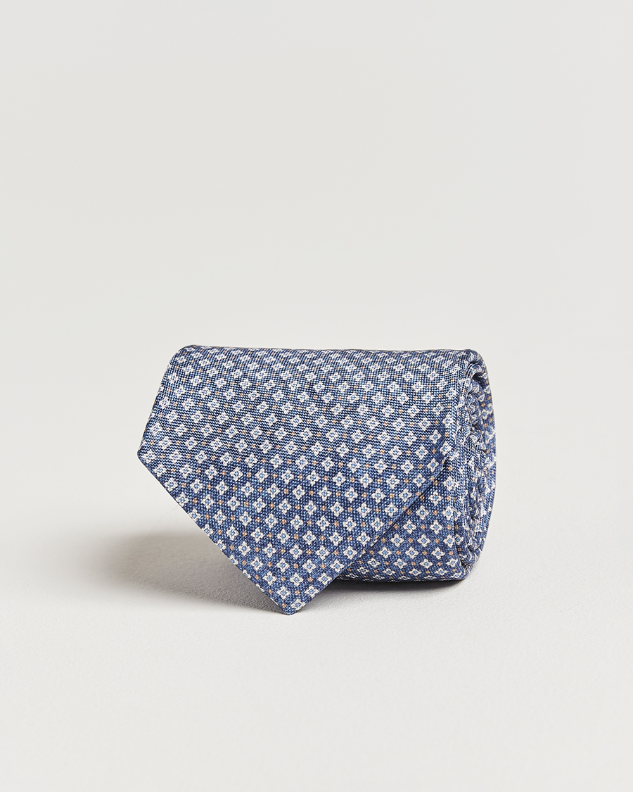 Men | Amanda Christensen Silk Oxford Printed Micro Flower 8cm Tie Navy | Amanda Christensen | Silk Oxford Printed Micro Flower 8cm Tie Navy