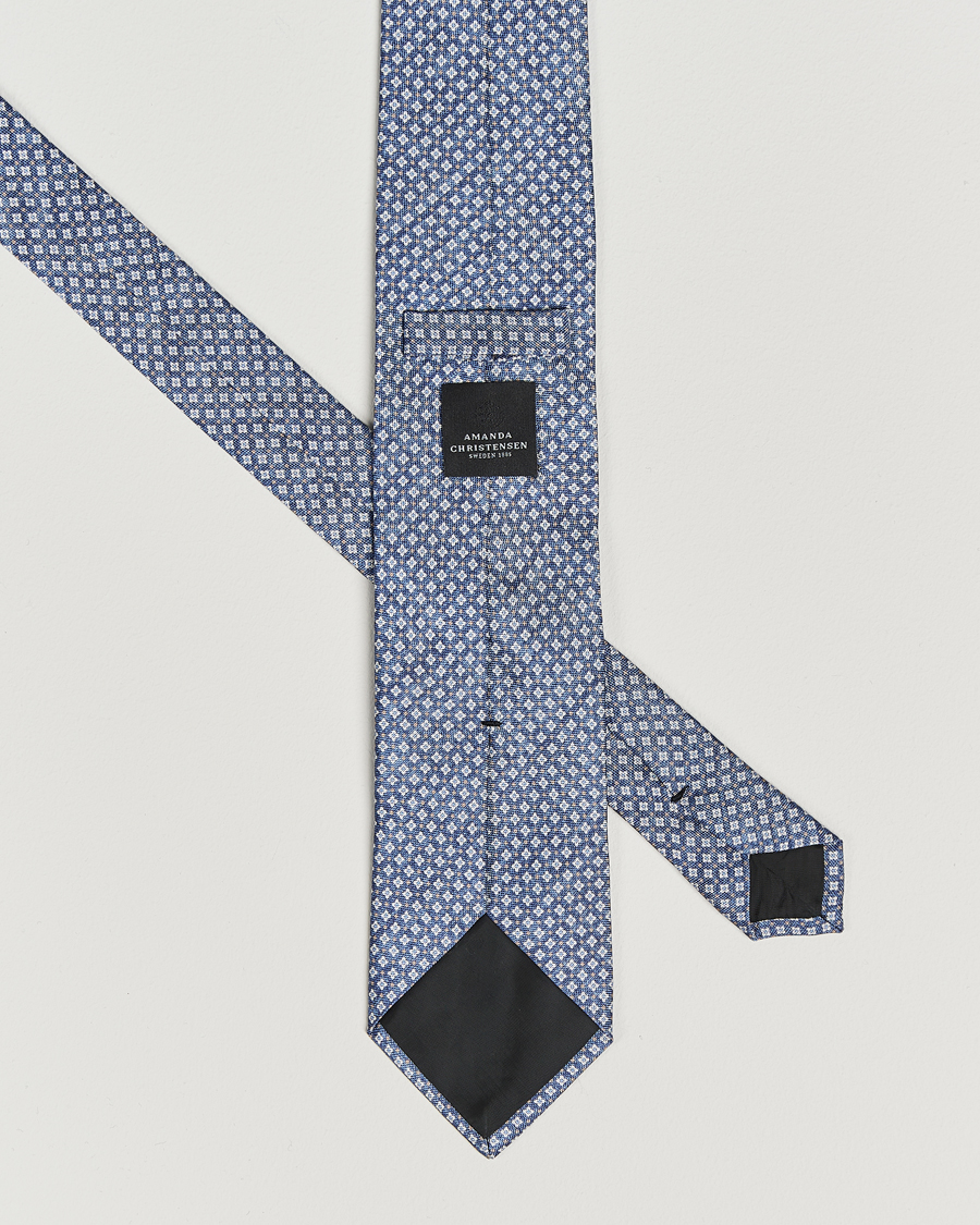 Men | Amanda Christensen Silk Oxford Printed Micro Flower 8cm Tie Navy | Amanda Christensen | Silk Oxford Printed Micro Flower 8cm Tie Navy