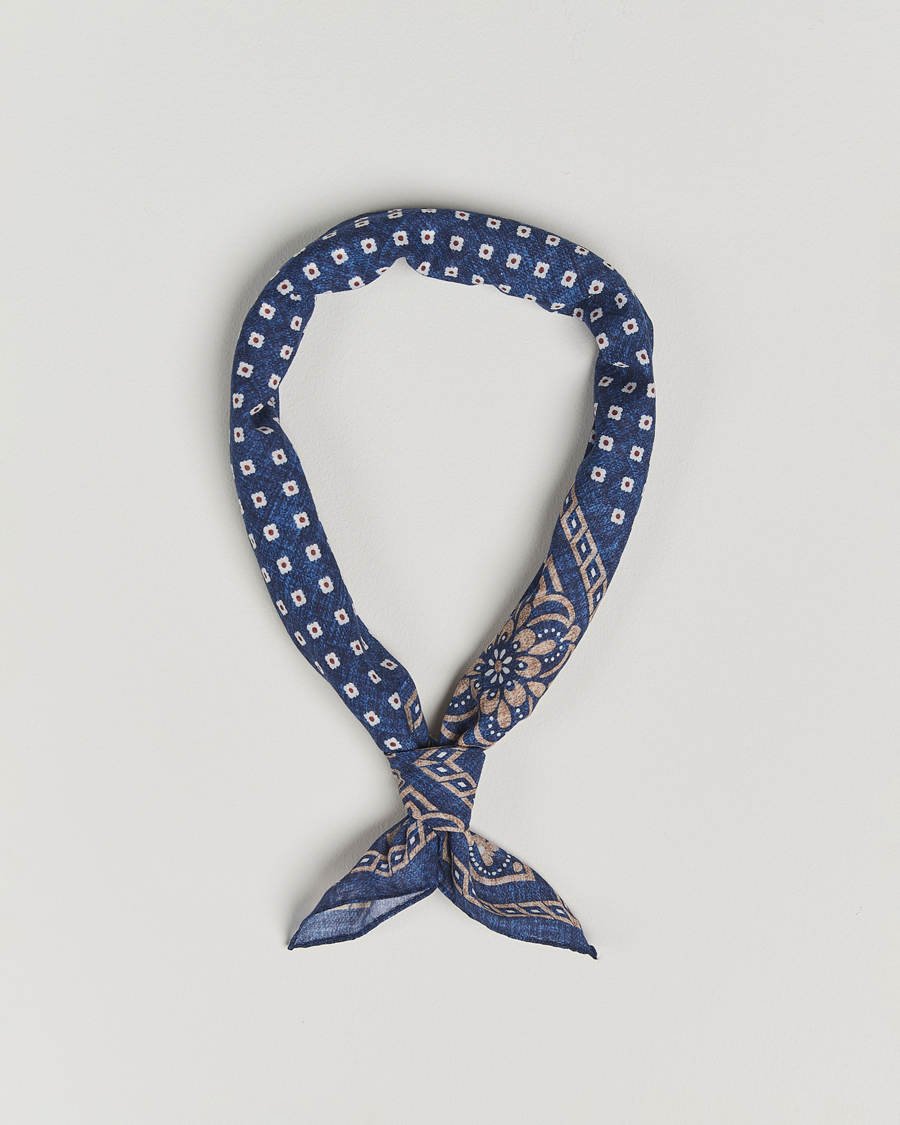 Men | Amanda Christensen Cotton Voilé Printed Flower Bandana Navy | Amanda Christensen | Cotton Voilé Printed Flower Bandana Navy