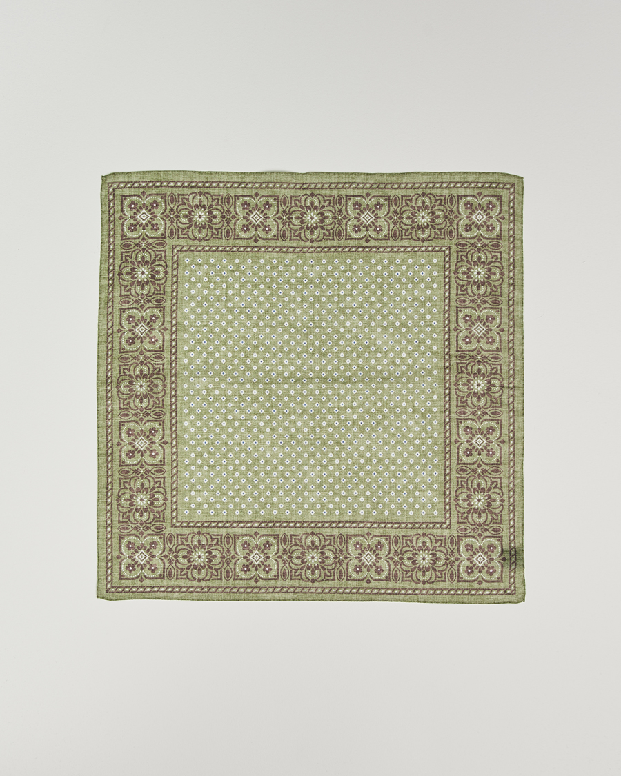 Men | Amanda Christensen Cotton Voilé Printed Flower Bandana Green | Amanda Christensen | Cotton Voilé Printed Flower Bandana Green