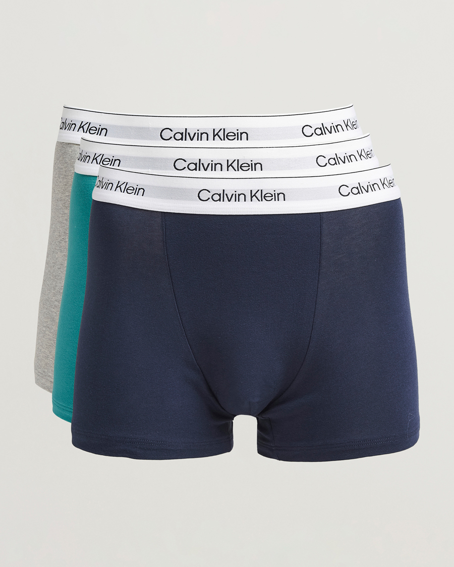 Men | Underwear & Socks | Calvin Klein | 3-Pack Icon Cotton Stretch Relaxed Trunk Blue/Grey/Green