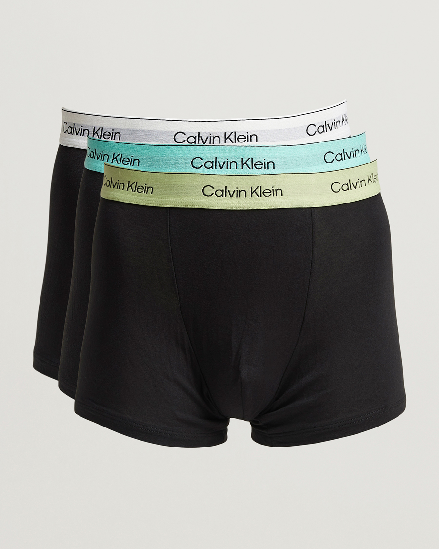 Men | Underwear & Socks | Calvin Klein | 3-Pack Icon Cotton Stretch Relaxed Trunk White/Aqua/Green