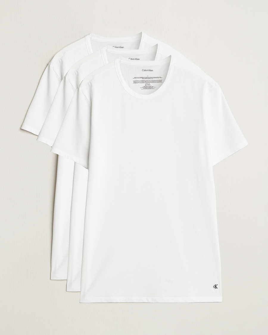 Men | T-Shirts | Calvin Klein | 3-Pack Cotton Stretch Crew Neck T-Shirt White